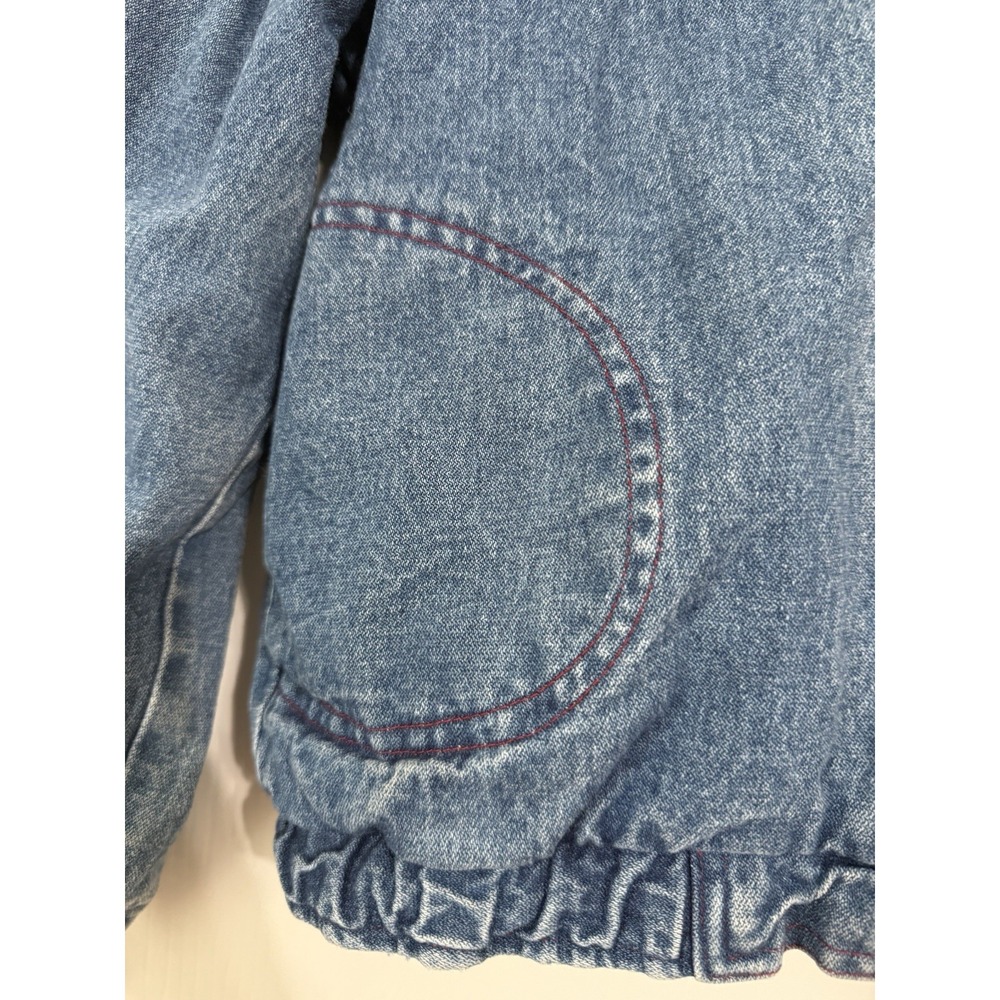 VINTAGE Denim Jacket Womens Size Size Med. Flannel Lined Bomber Coat 80s Fits S - Picture 3 of 5